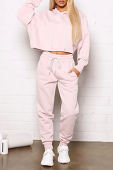 Ensemble deux pièces à capuche et manches longues avec joint fendu et frein